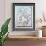 Italy, old map, printed in 1852.