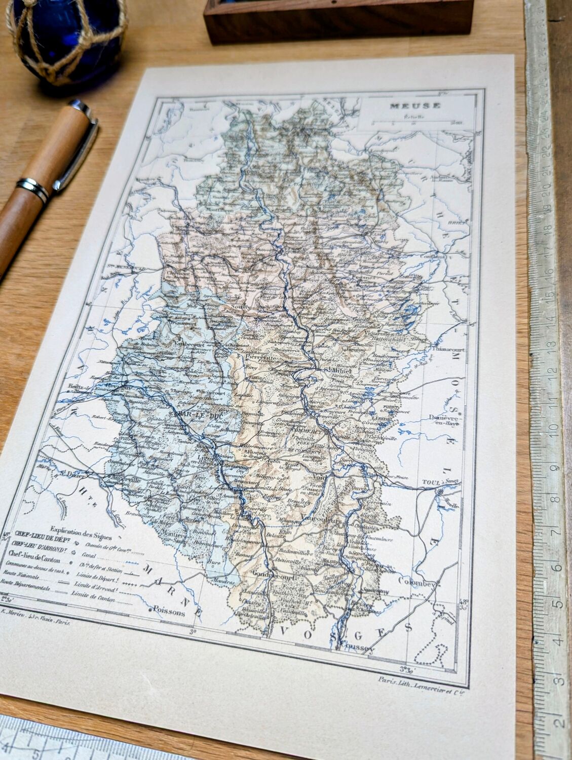 The Meuse, printed map from 1889.