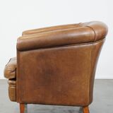 Cowhide Leather Club Chair in a Light Cognac Color