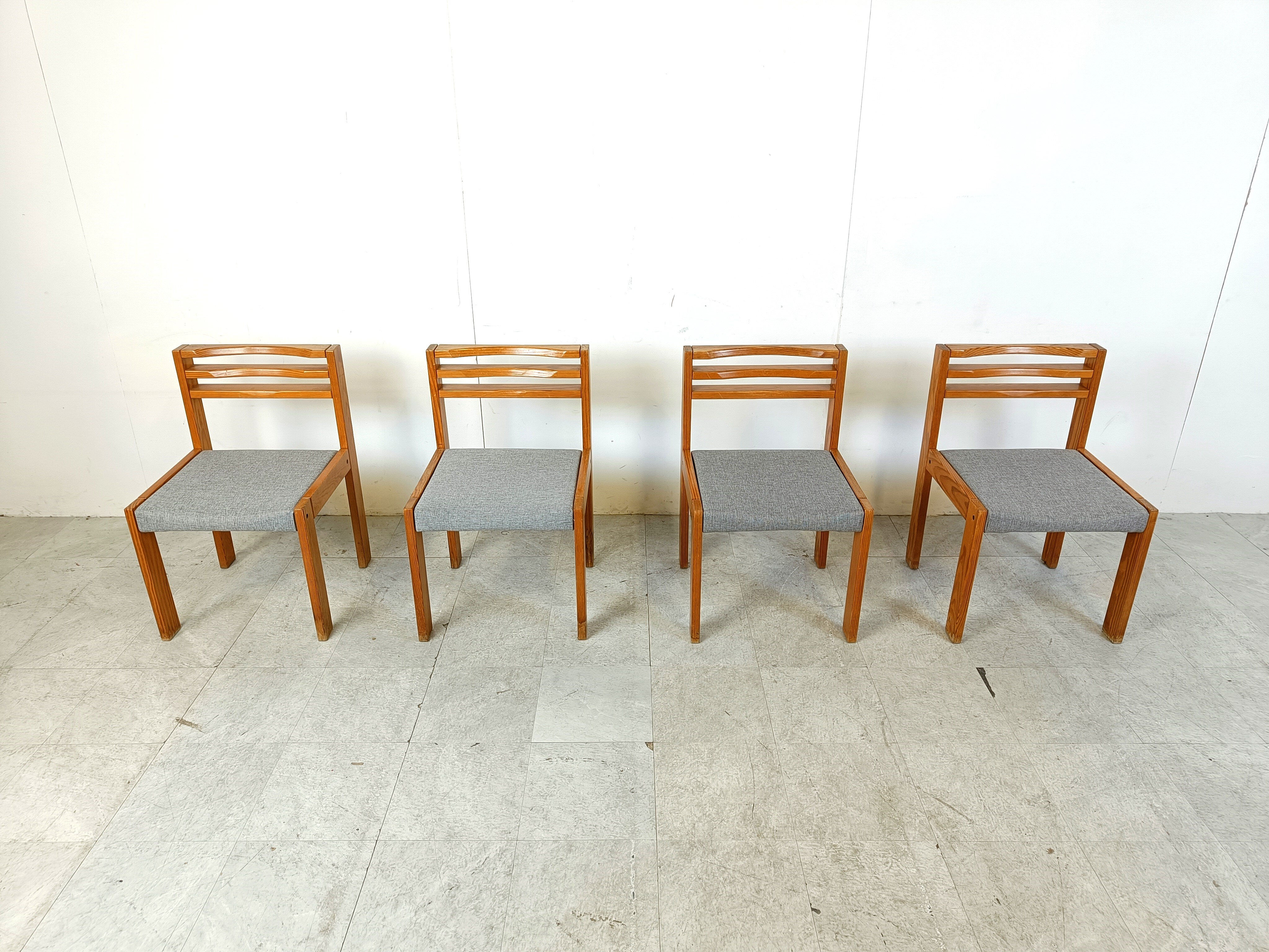 Set of 4 pine wood SG 1200 dining chairs by Cees Braakman, 1970s