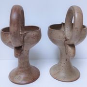 Pair of vintage “heart” sandstone candlesticks
