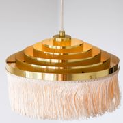Hans Agne Jakobsson silk and brass fringe pendant circa 1960.