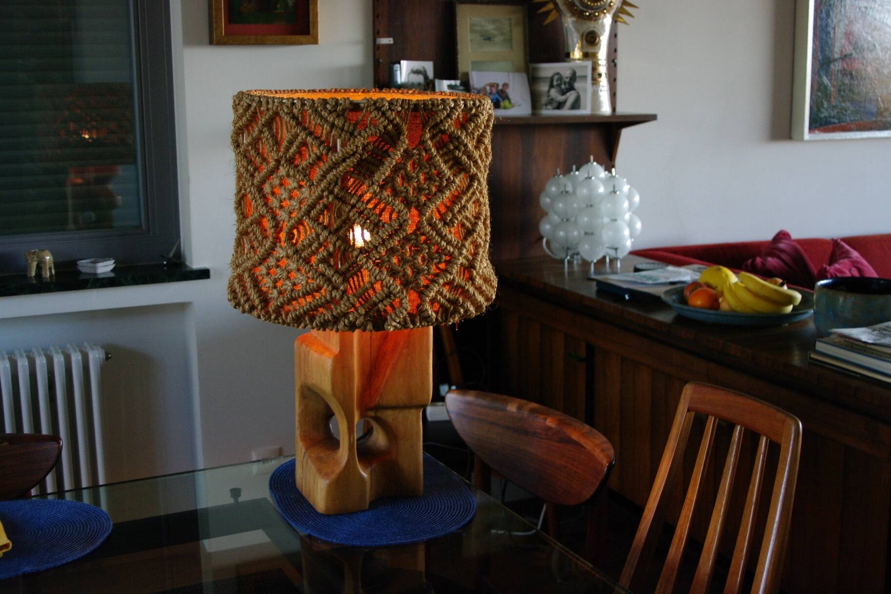 Brutalist lamp and rope 1960
