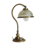 Vintage brass lamp and its glass paste lampshade with flower motifs