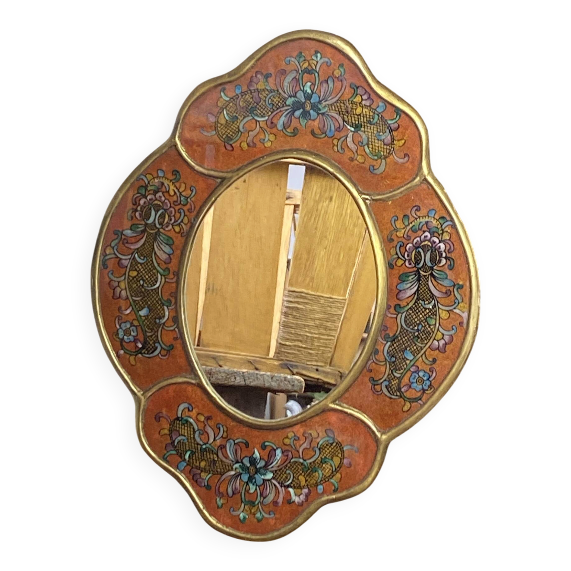 Miroir péruvien en bois et verre