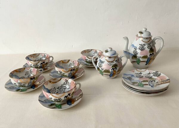 Service à thé vintage en porcelaine japonaise – décor asiatique