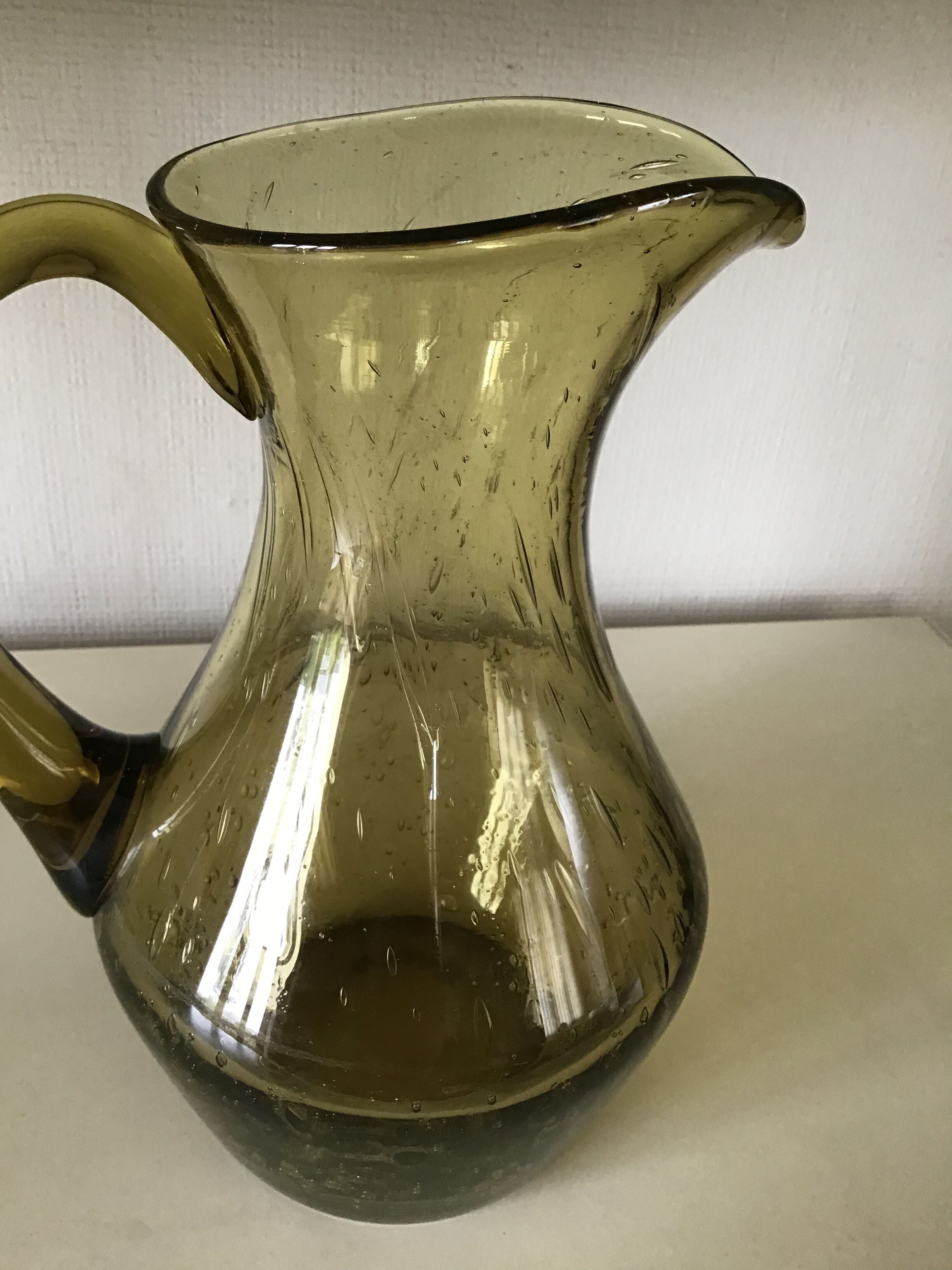 Water jar in bubble glass blow from the glassworks of Biot