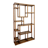 Asymmetrical shelf in bamboo and smoked glass - 1970s