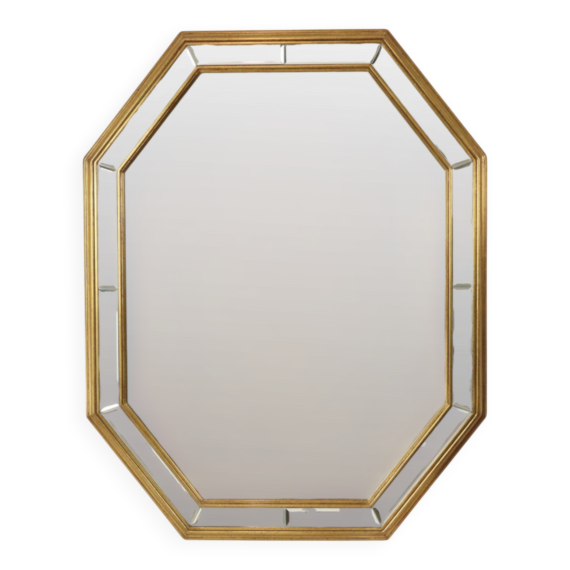 Grand miroir octogonal Deknudt, style Hollywood Regency