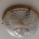 Bronze Cut Glass Ceiling Light: Mid-Century French Louis XVI Ceiling Lamp