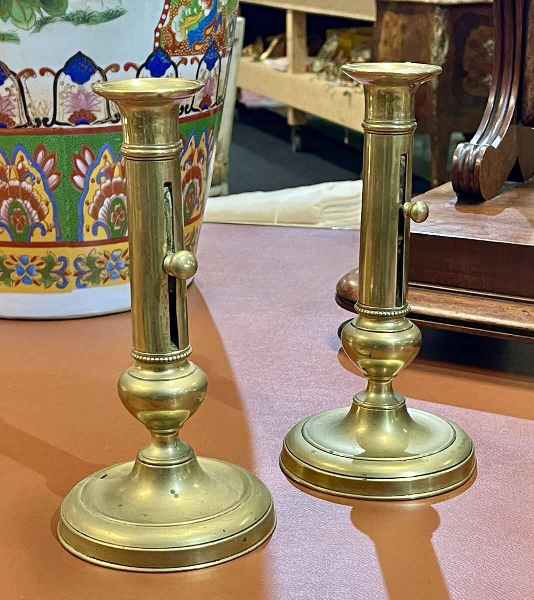 Pair of brass candlesticks from the early 20th century.