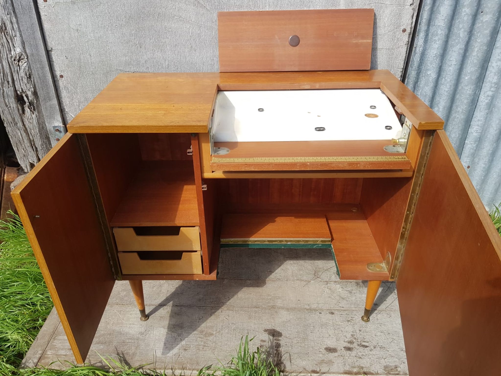 Old Furniture Machine To Sew SINGER Wood Feet Compas FRANCE Vintage
