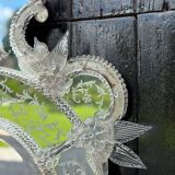 Miroir vénitien en verre de Murano incolore, vers 1940