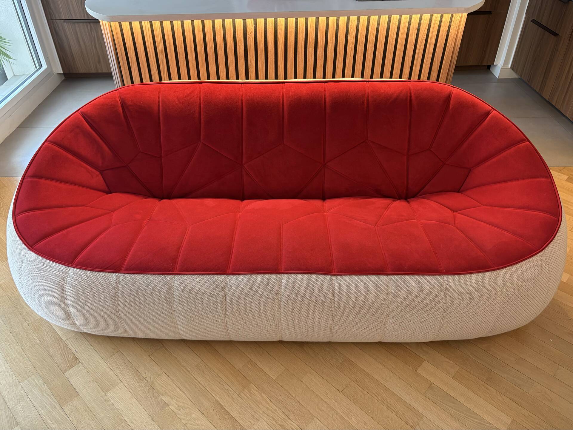 Cinna Ottoman en alcantara : grand canapé + 2 fauteuils dont 1 pivotan