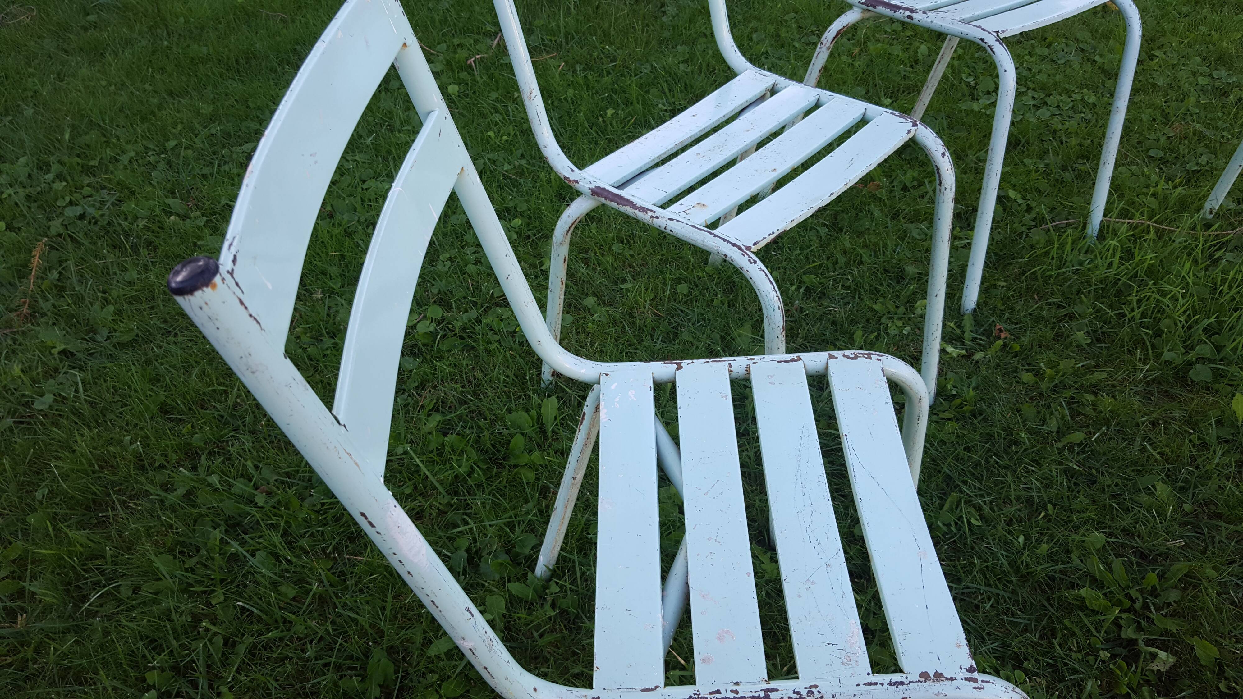 4 metal chairs, 50s