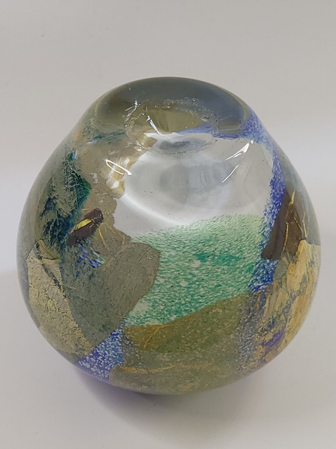 Murano glass vase with gold leaf inclusion, 12 cm, Italy