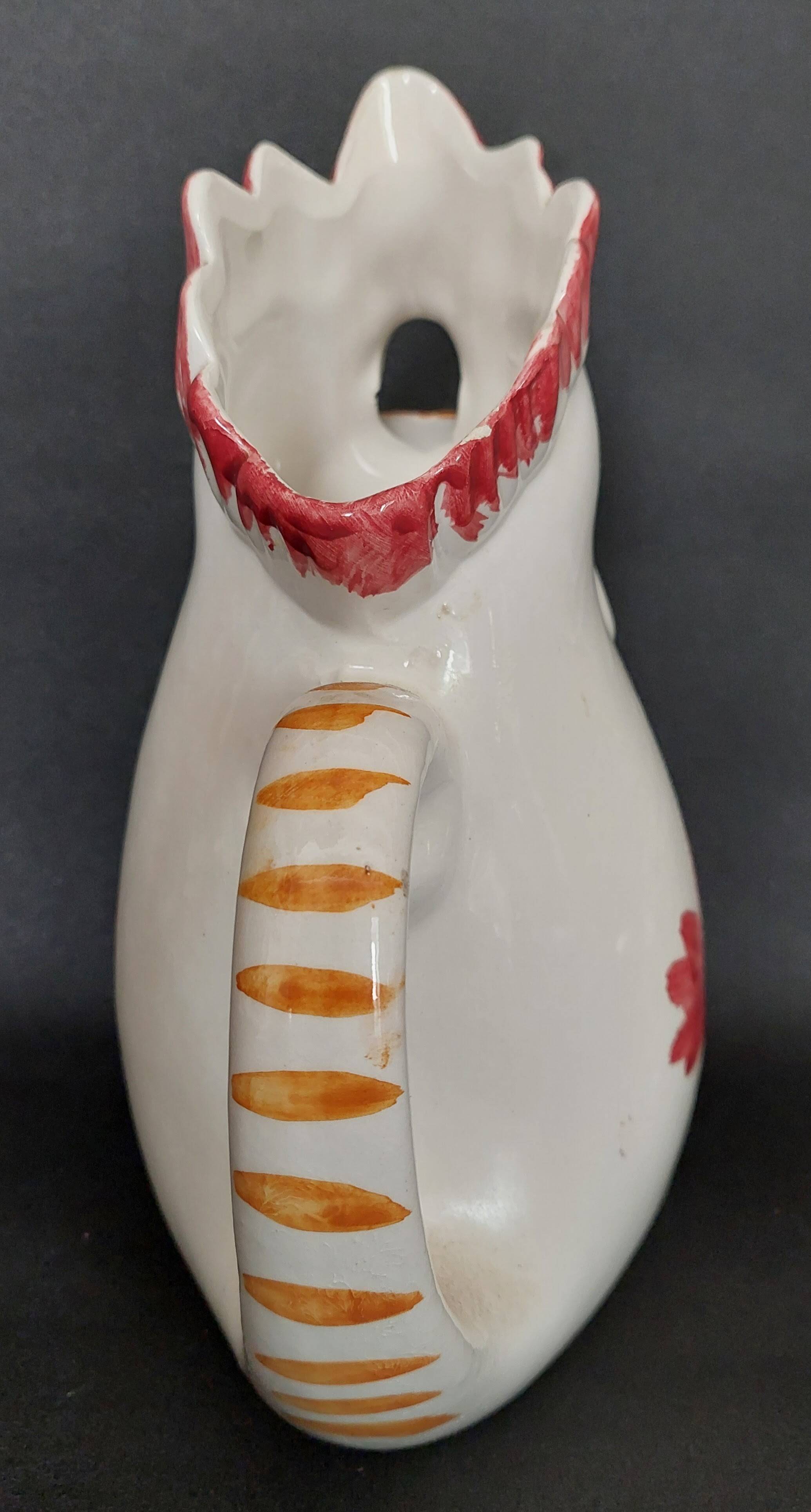 Vintage Italian ceramic rooster jug from the 20th century.
