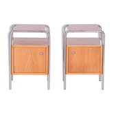 Bauhaus Chrome Bedside Tables attributed to R. Slezák, Former Czechoslovakia, 1930s, Set of 2