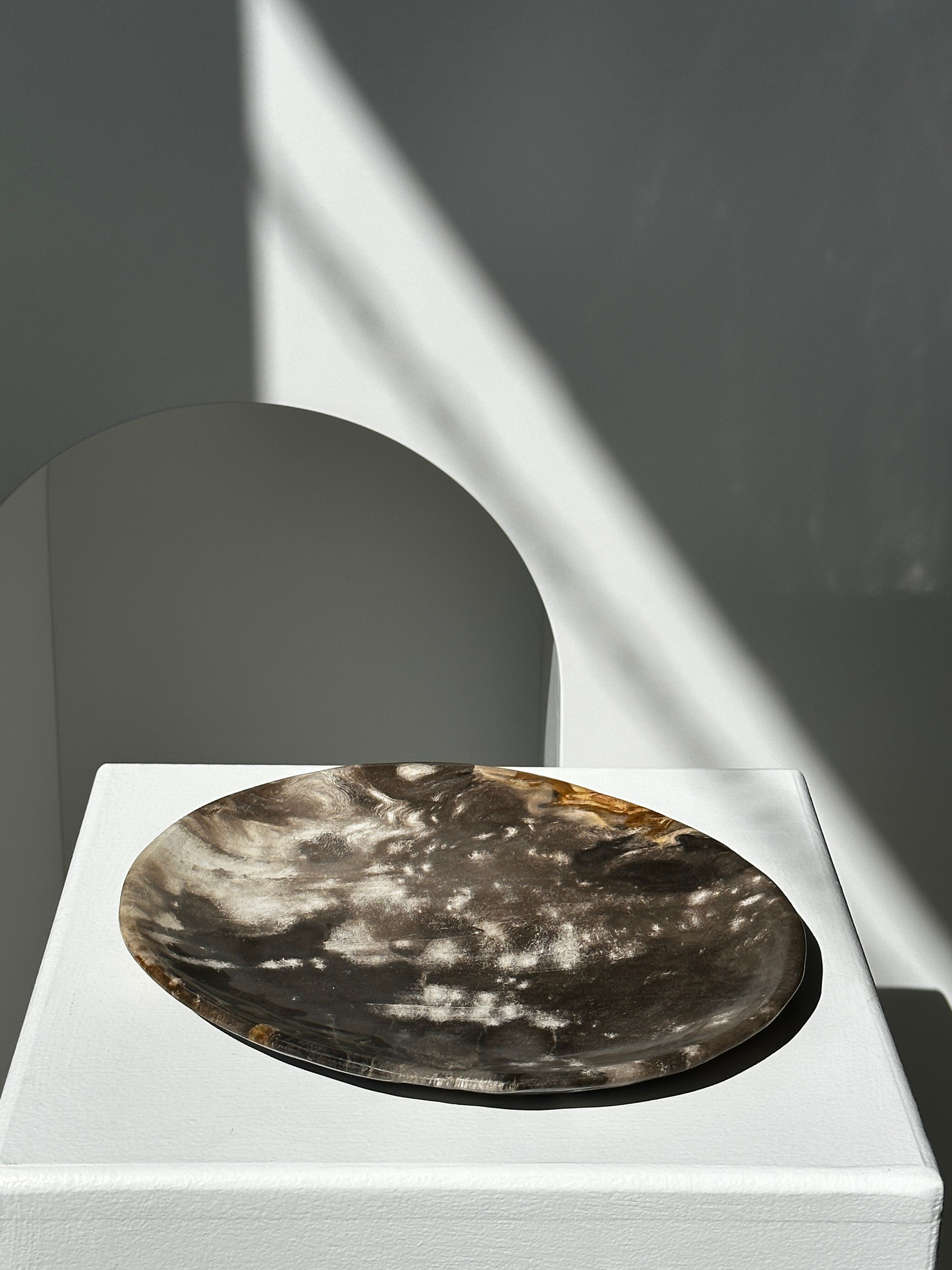 Dish in petrified wood