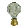 Boule d'escalier, cristal taillé de baccarat à 6 médaillons, base bronze