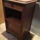 Solid oak bedside table with brown marble.