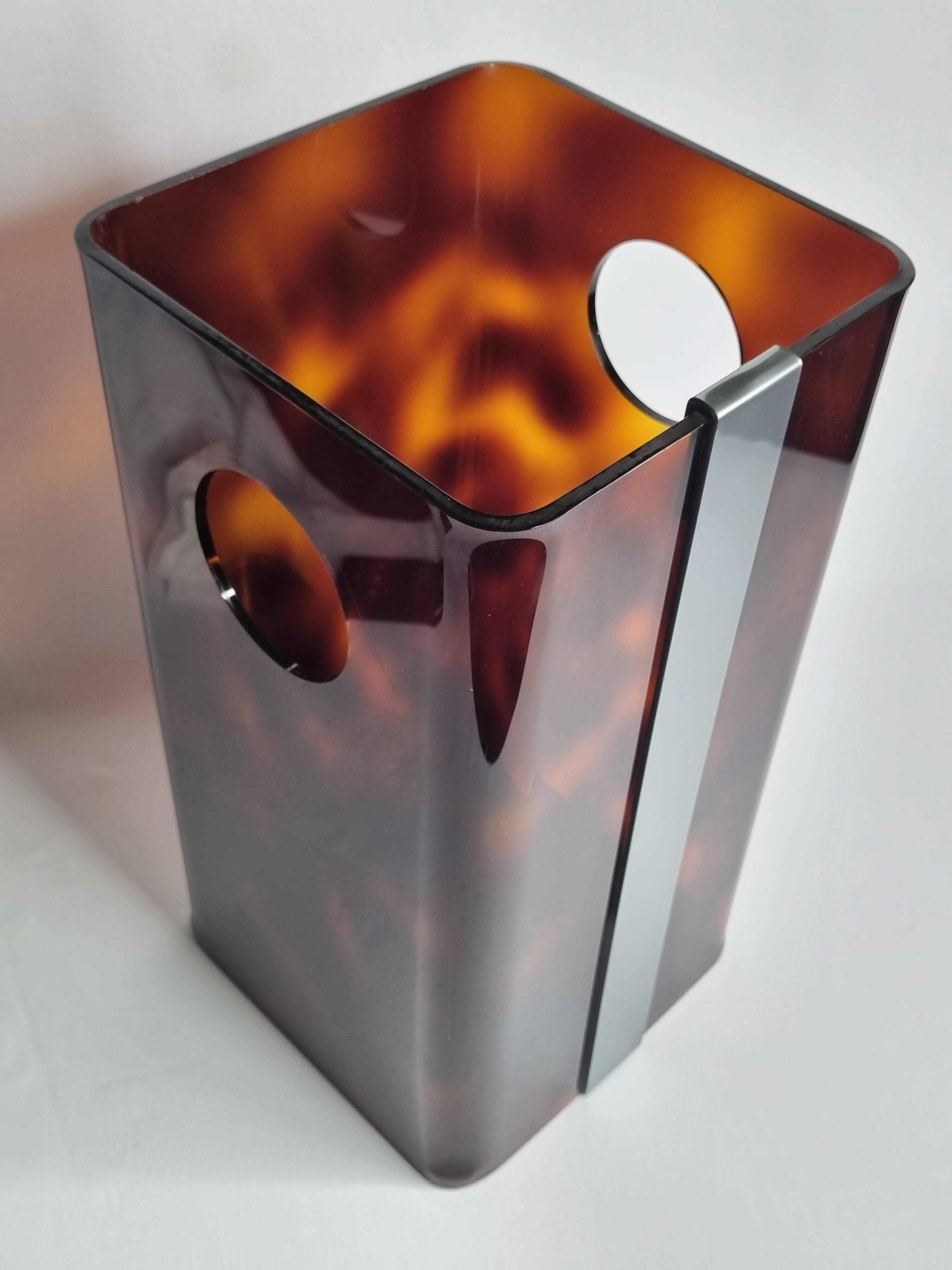 Tortoiseshell Lucite wastepaper basket by Michel Dumas for Roche Bobois, 70