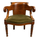 Empire-Charles X walnut office chair with a gondola backrest.