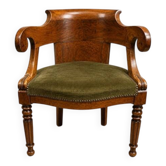Empire-Charles X walnut office chair with a gondola backrest.