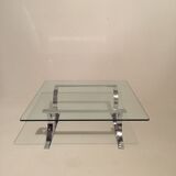 Glass and chrome design coffee table, 1970s