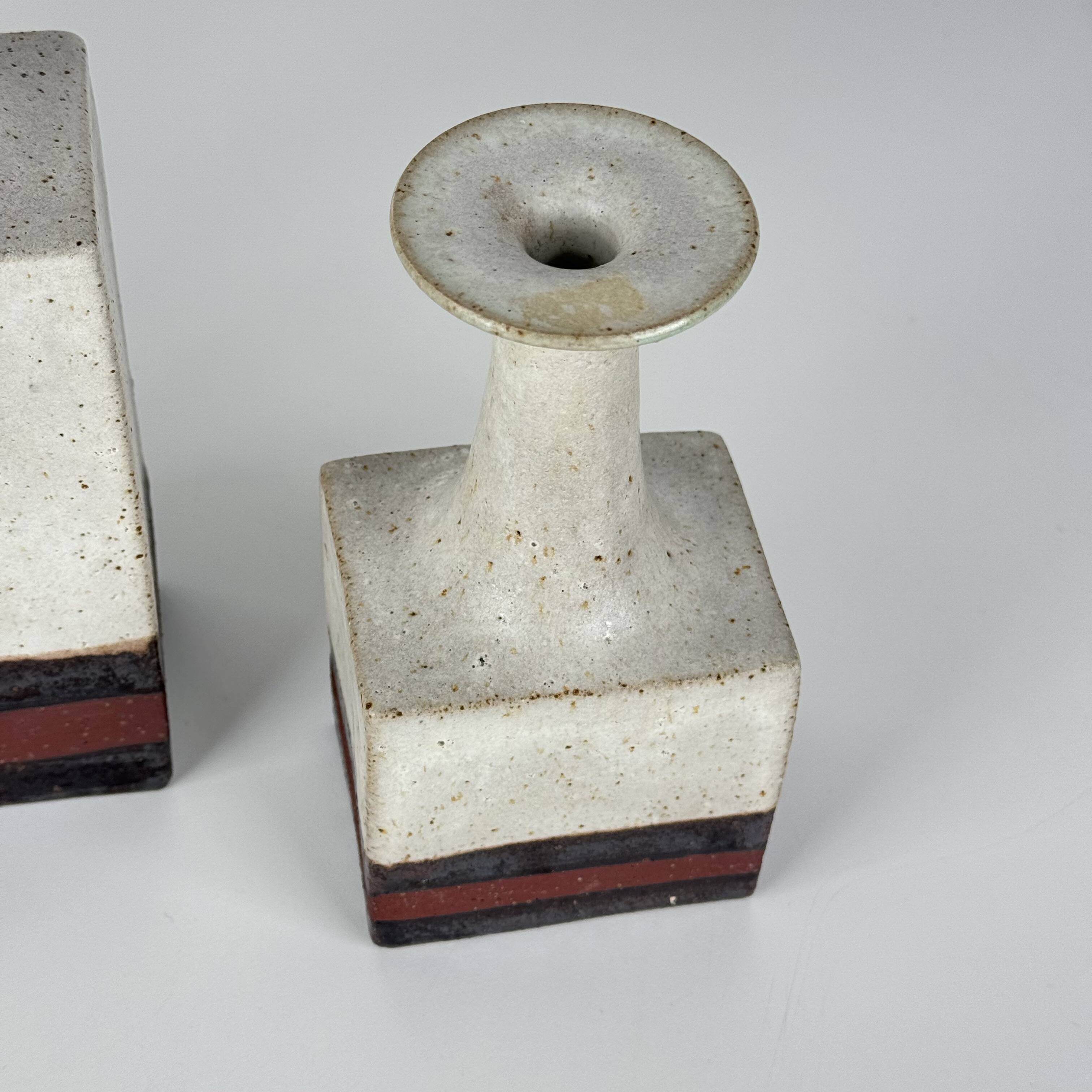 Rare Bruno Gambone Ceramic Monofiore Vase Trio, Italy – Mid-20th Century