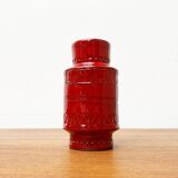 Red pottery vase Rimini Italian from the mid-century by Aldo Londi for Bitossi, 1960s.