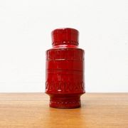 Red pottery vase Rimini Italian from the mid-century by Aldo Londi for Bitossi, 1960s.