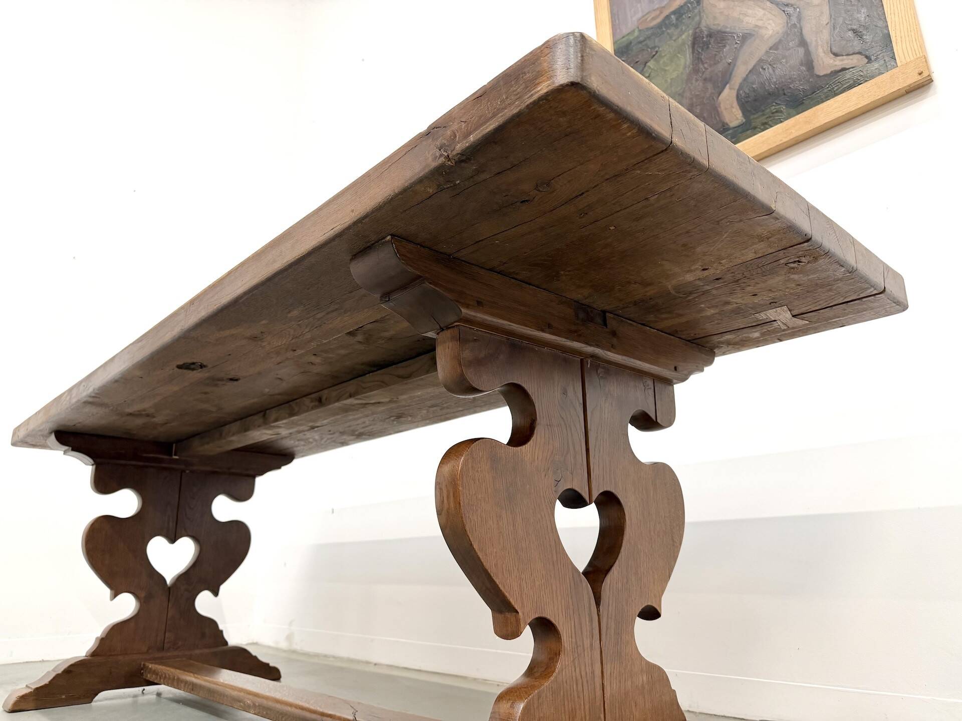 Table de monastère en chêne, circa 1900