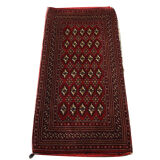 Traditional small vintage red wool persian rug handmade oriental area rug - 67x138cm