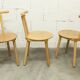 Set of 3 minimalist chairs in light wood, 1980s Italy