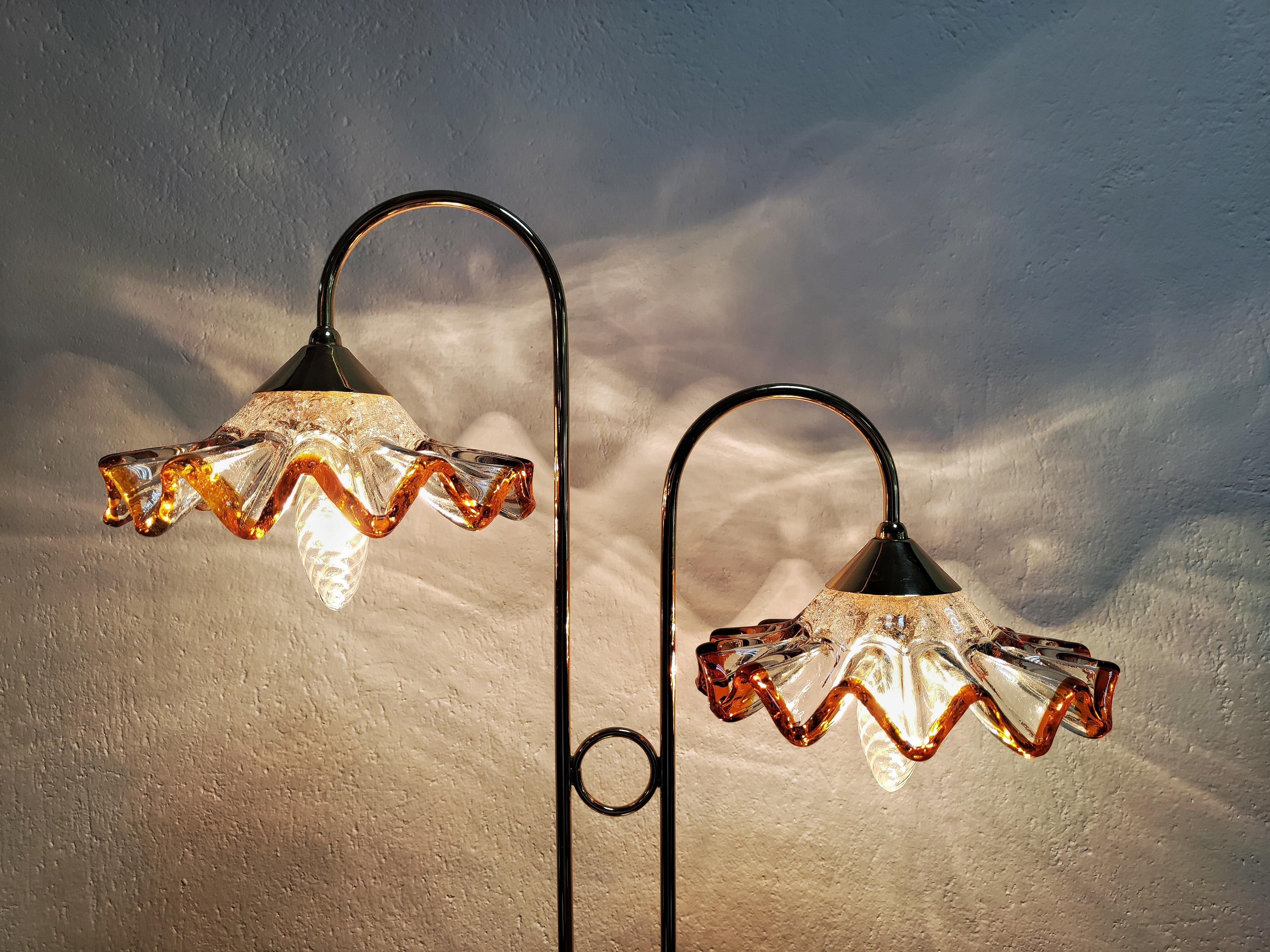 Mid-Century Modern Table Lamp with Murano Glass Shades, 1970s