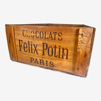 Caisse en bois originale et vintage chocolats Felix Potin