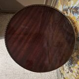 Varnished pedestal table brown color 3 feet classic style 1970s to 3 feet
