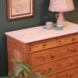 Antique chest of drawers in pitch pine, circa 1900