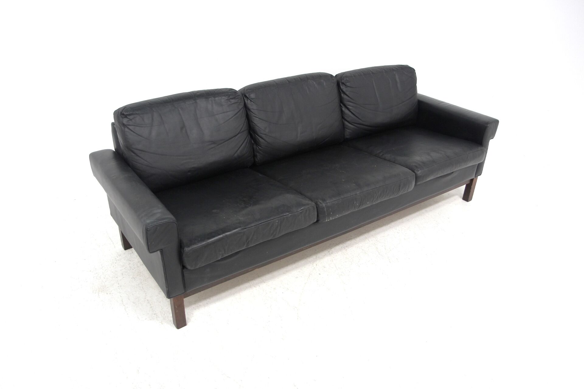 Scandinavian leather sofa 3 seater, Sweden, 1950