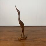 Teak Heron Statuette, Midcentury Modern