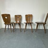Chaises de salle à manger en chêne brutalisme vintage, années 1960, ensemble de 4.