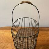 Small wicker and green metal basket