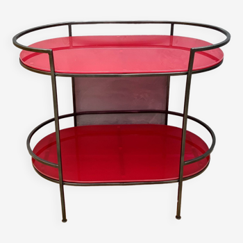 Table à boisson ovale en verre rouge design recyclé
