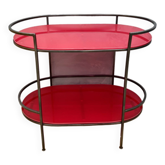 Oval red glass drink table recycled design