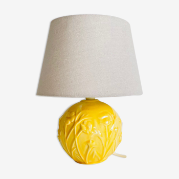 Lampe boule en céramique jaune vintage