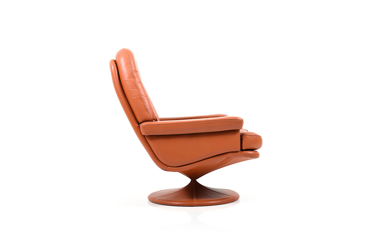 1970 s scandinavian leather swivel lounge armchair