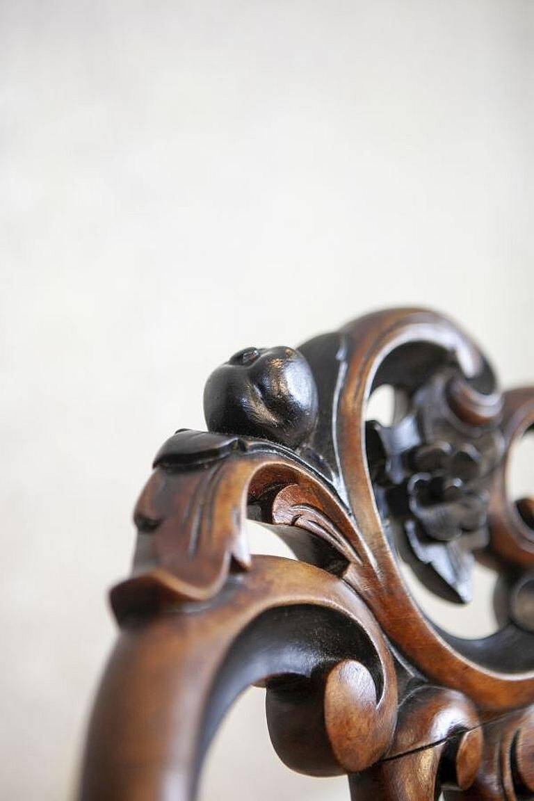 Vintage Walnut Chairs in Light Green, 1890s, Set of 5