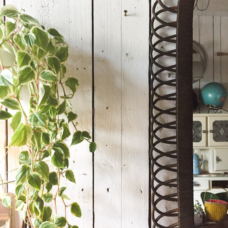 Mirror rattan 44x96cm