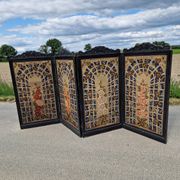 Folding screen in black-painted wood, 19th century